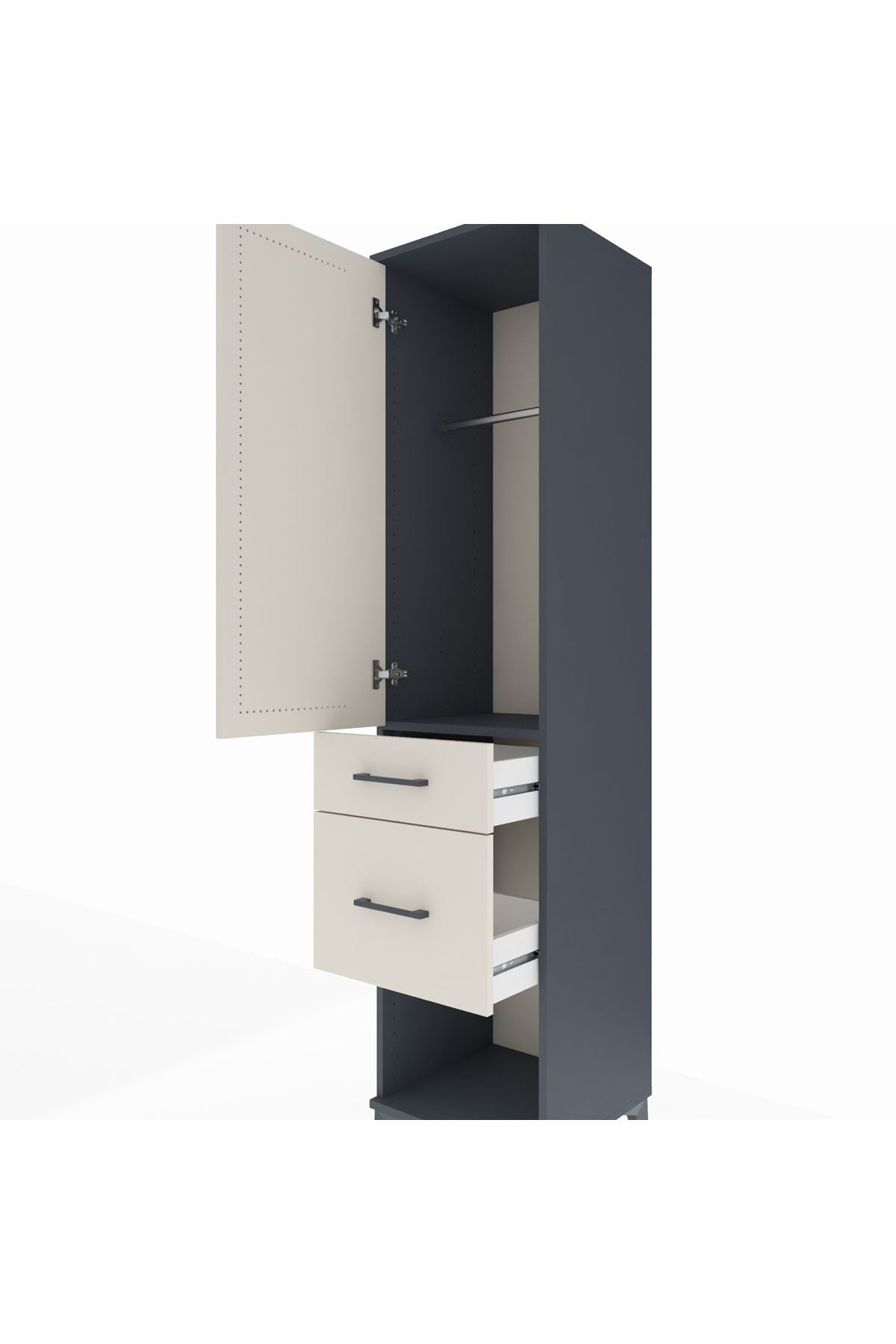 Hyperion Dolap Tek Raflı 2 Çekmeceli Tek Askılı 44x44x195 - S58M053V4B