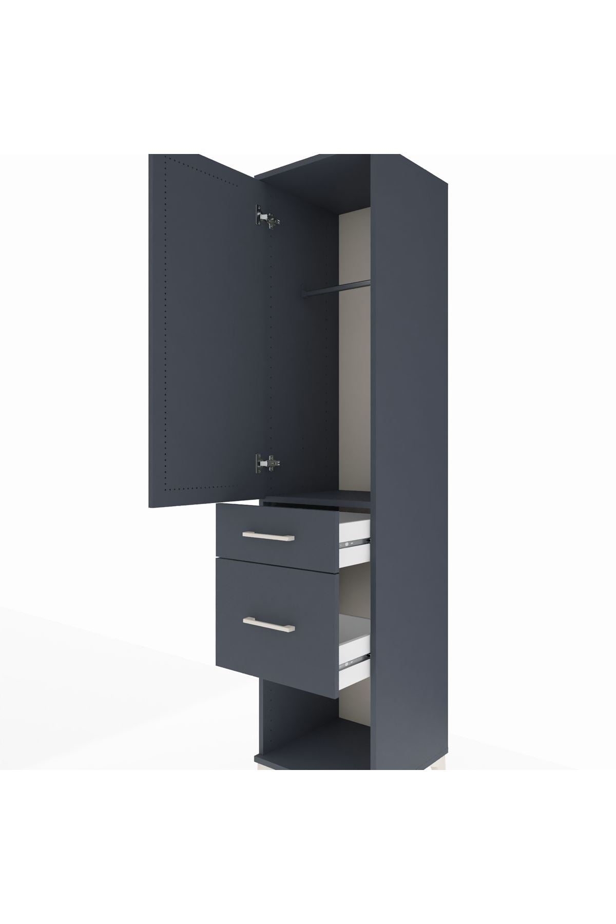 Hyperion Dolap Tek Raflı 2 Çekmeceli Tek Askılı 44x44x195 - S58M053V5B
