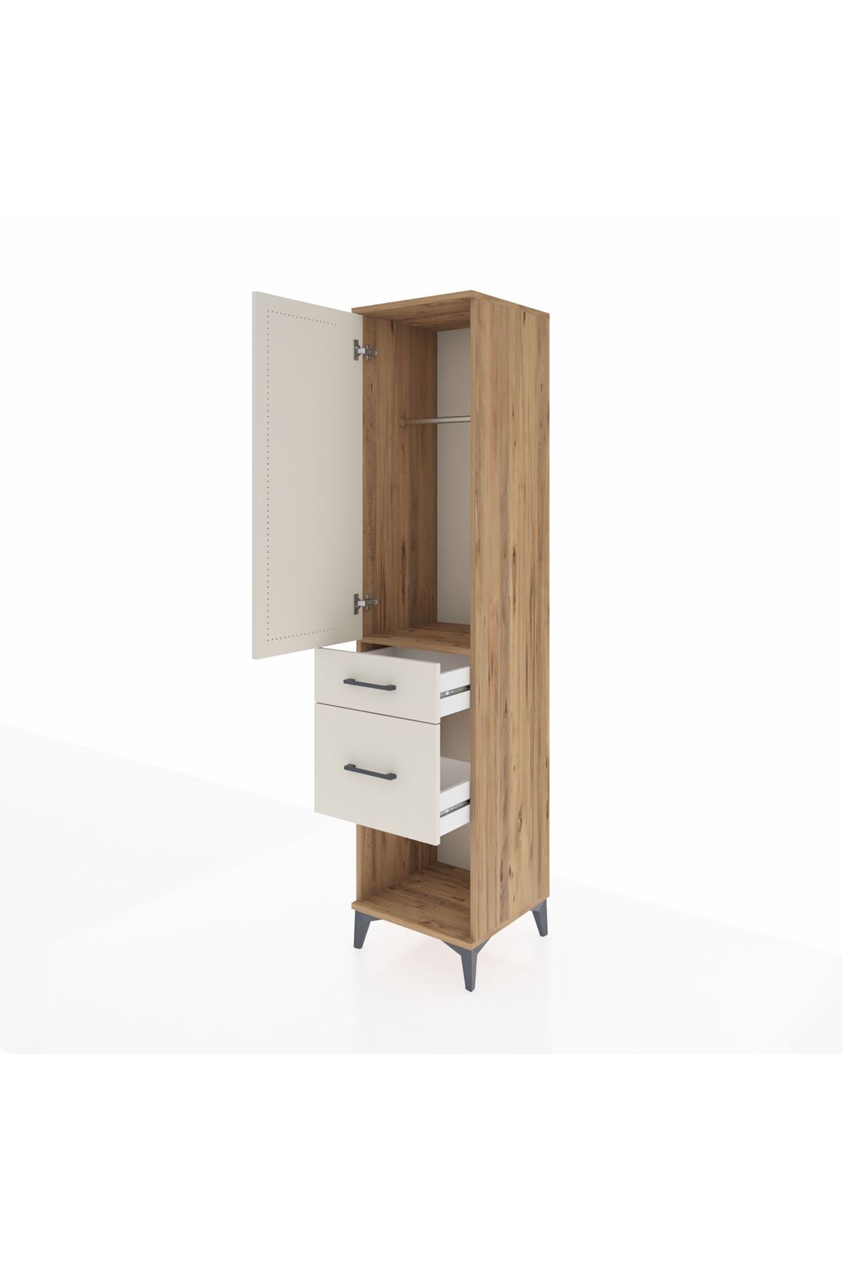 Hyperion Dolap Tek Raflı 2 Çekmeceli Tek Askılı 44x44x195 - S58M053V7B