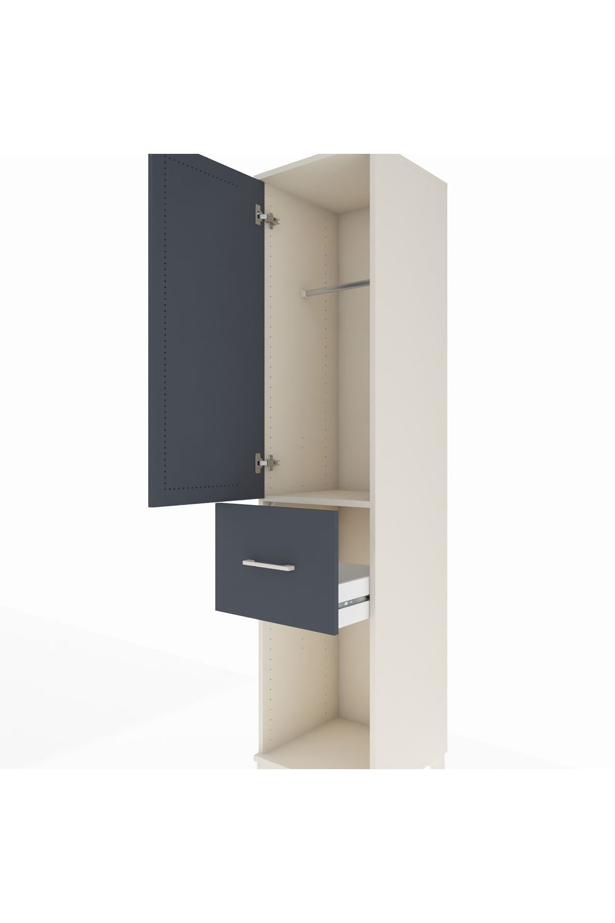 Hyperion Dolap Tek Raflı Tek Çekmeceli Tek Askılı 44x44x195 - S58M056V2B