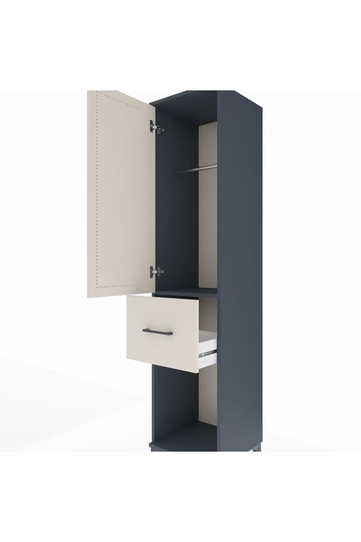 Hyperion Dolap Tek Raflı Tek Çekmeceli Tek Askılı 44x44x195 - S58M056V4B