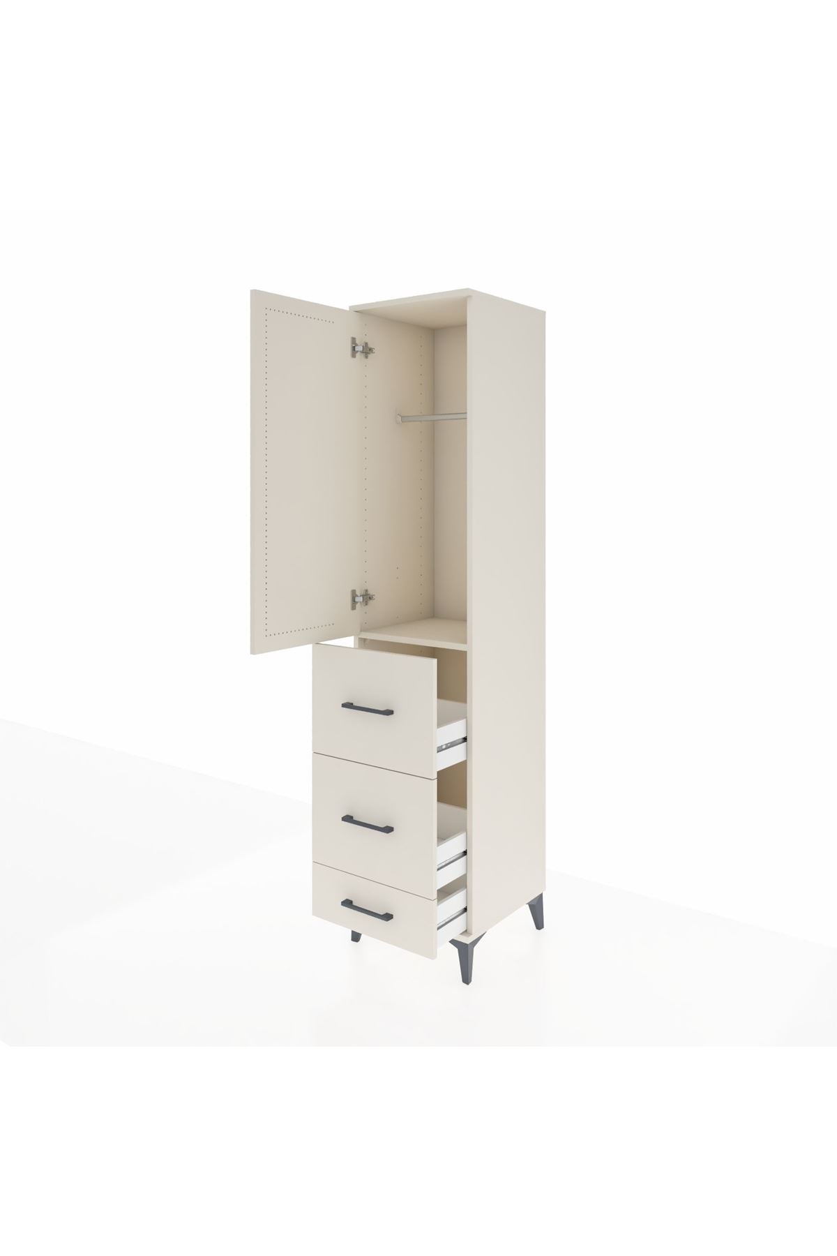 Hyperion Dolap Tek Raflı 3 Çekmeceli Tek Askılı 44x44x195 - S58M059V1B