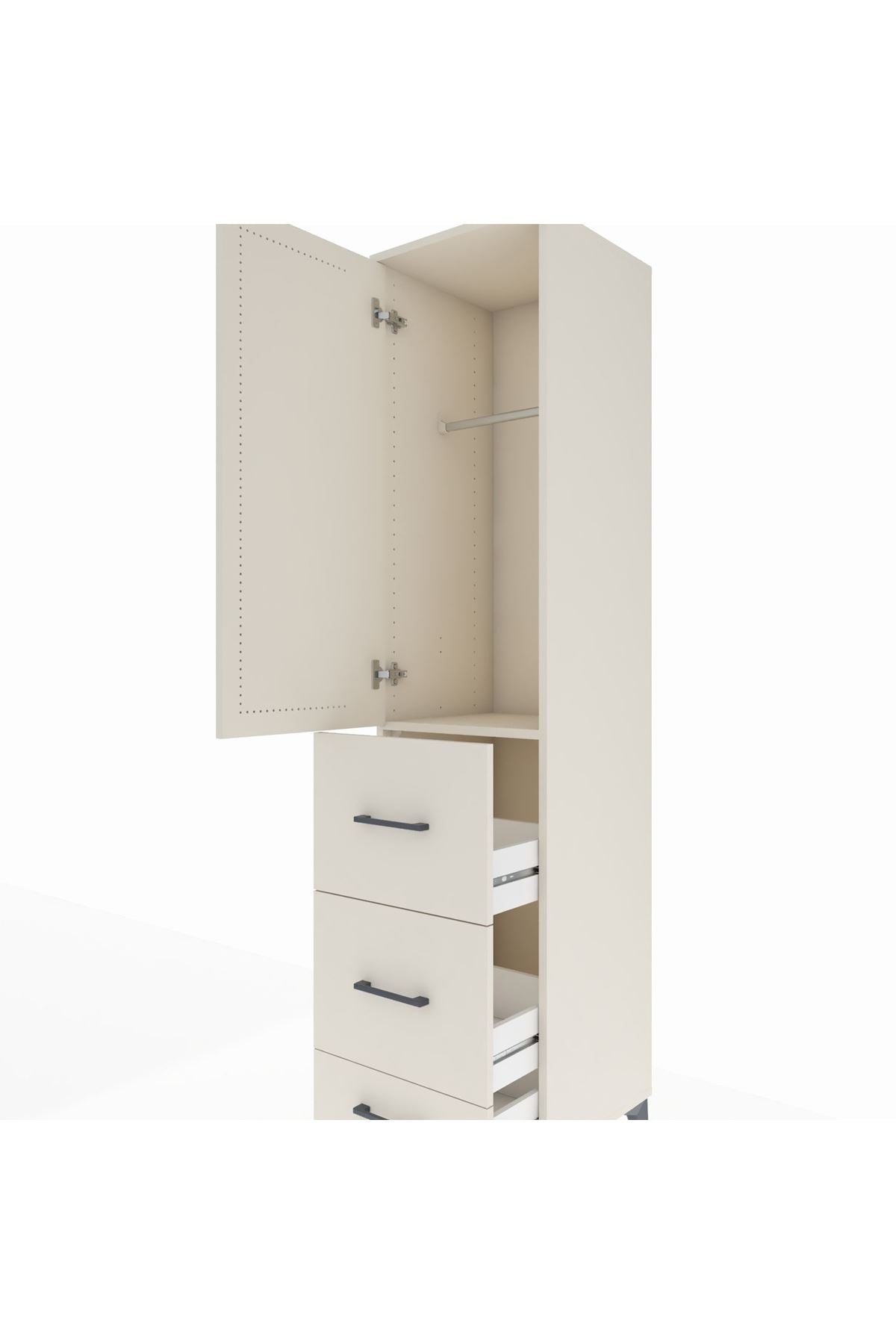 Hyperion Dolap Tek Raflı 3 Çekmeceli Tek Askılı 44x44x195 - S58M059V1B