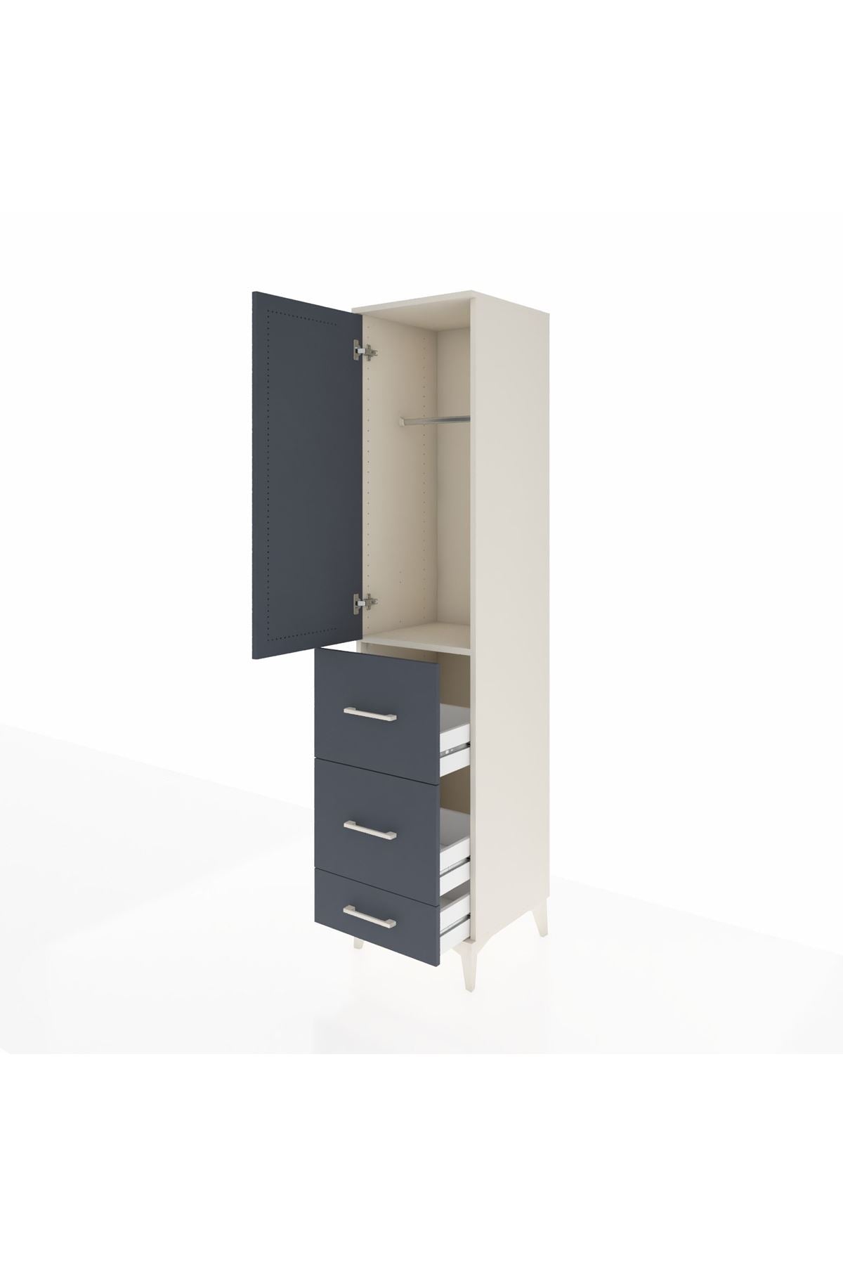 Hyperion Dolap Tek Raflı 3 Çekmeceli Tek Askılı 44x44x195 - S58M059V2B
