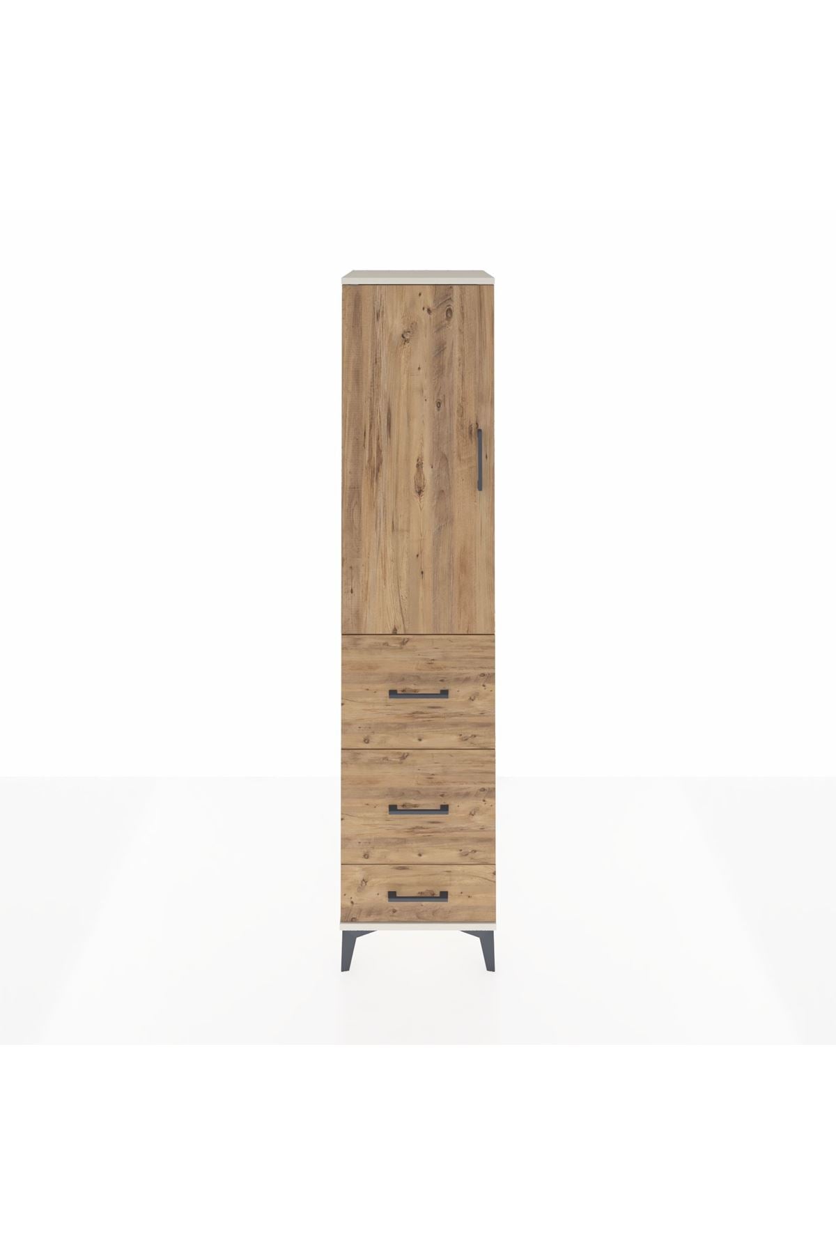 Hyperion Dolap Tek Raflı 3 Çekmeceli Tek Askılı 44x44x195 - S58M059V3B