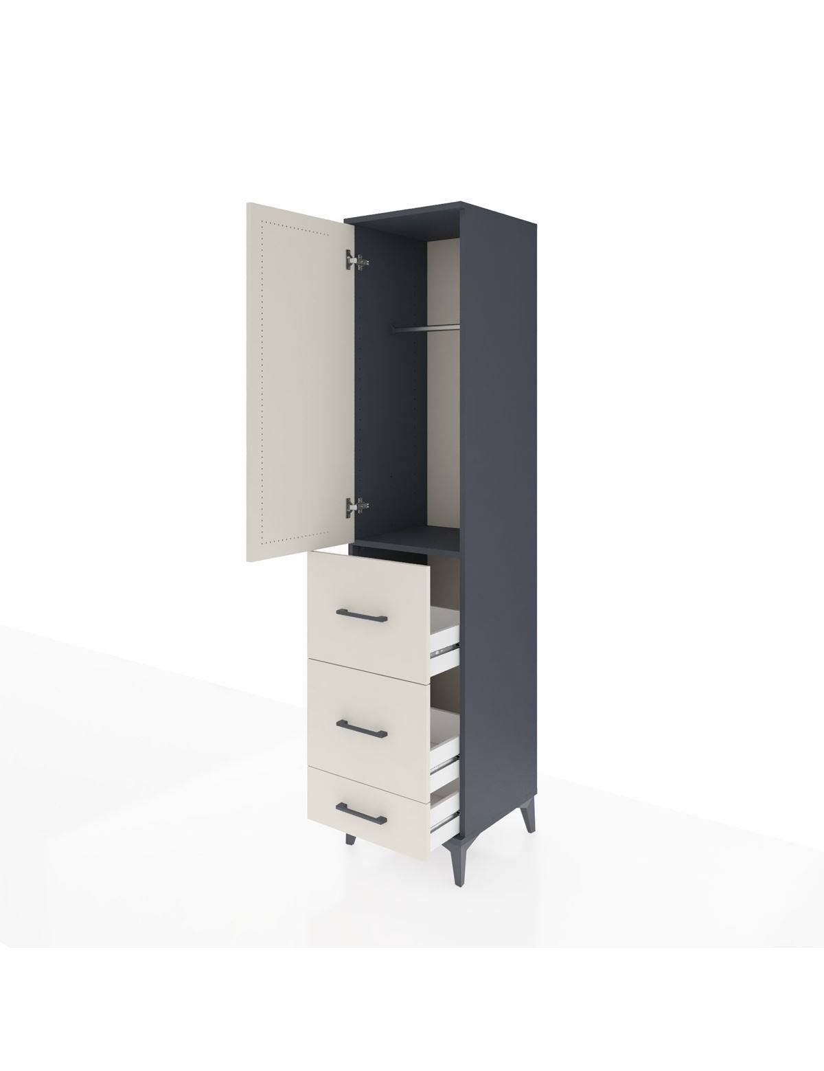 Hyperion Dolap Tek Raflı 3 Çekmeceli Tek Askılı 44x44x195 - S58M059V4B