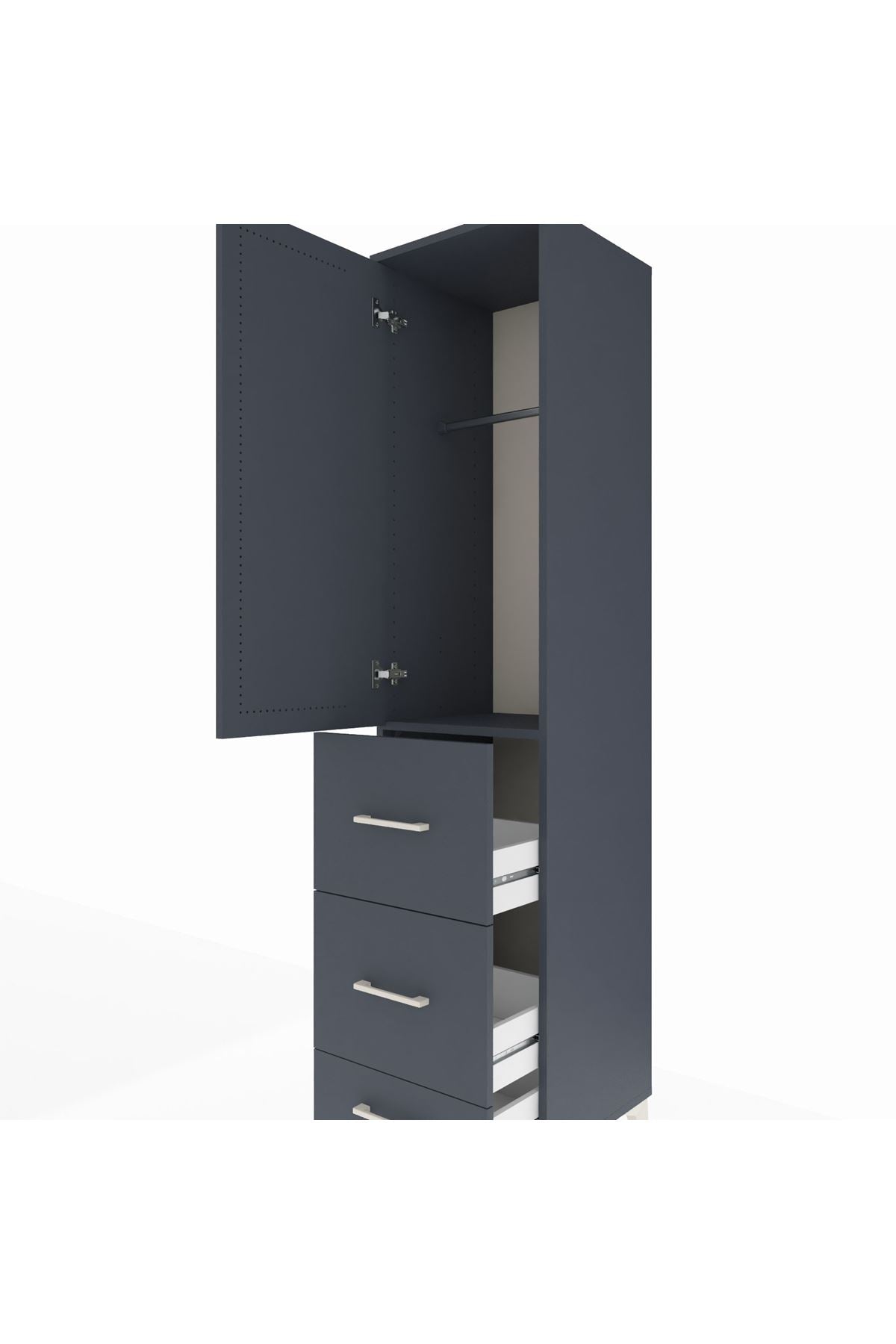 Hyperion Dolap Tek Raflı 3 Çekmeceli Tek Askılı 44x44x195 - S58M059V5B