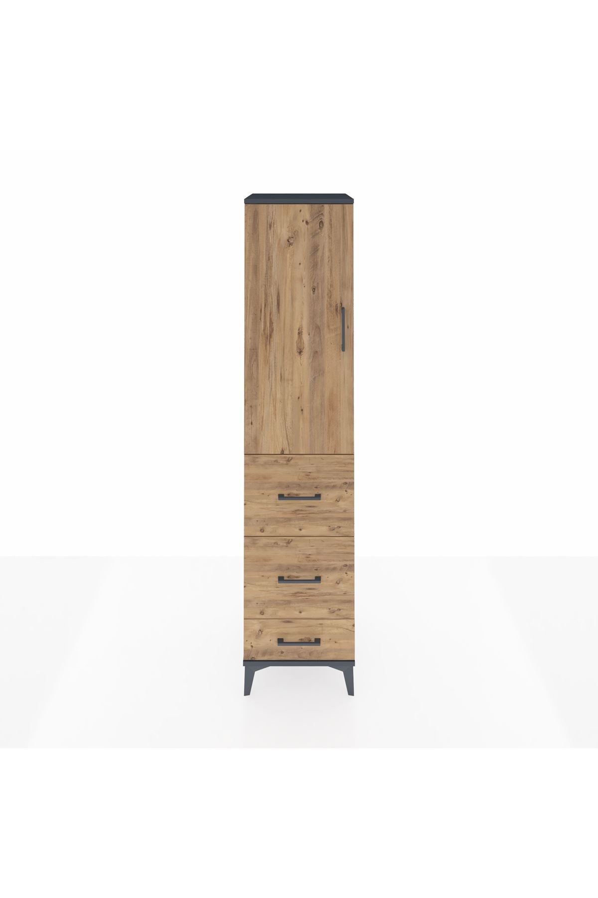 Hyperion Dolap Tek Raflı 3 Çekmeceli Tek Askılı 44x44x195 - S58M059V6B