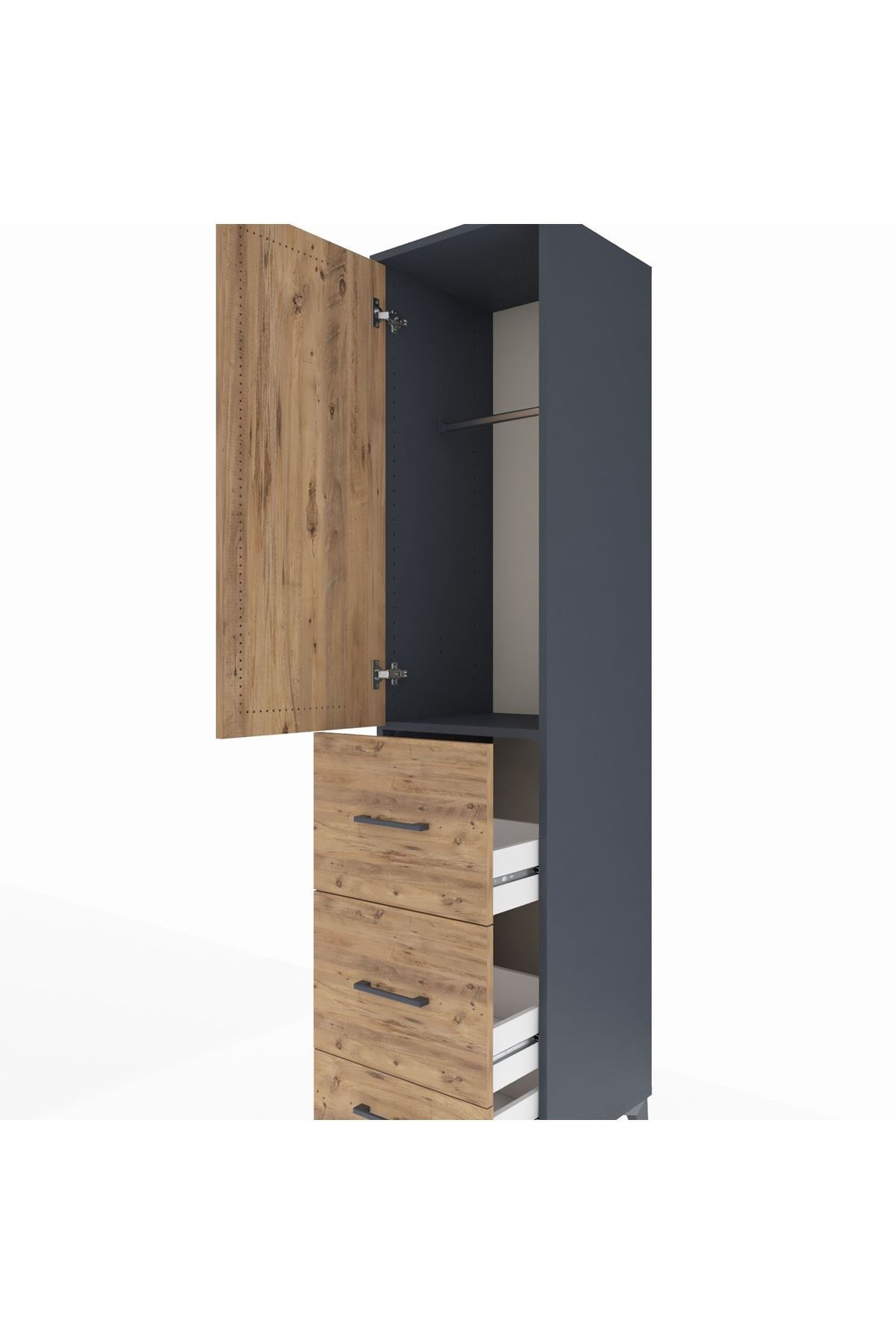 Hyperion Dolap Tek Raflı 3 Çekmeceli Tek Askılı 44x44x195 - S58M059V6B