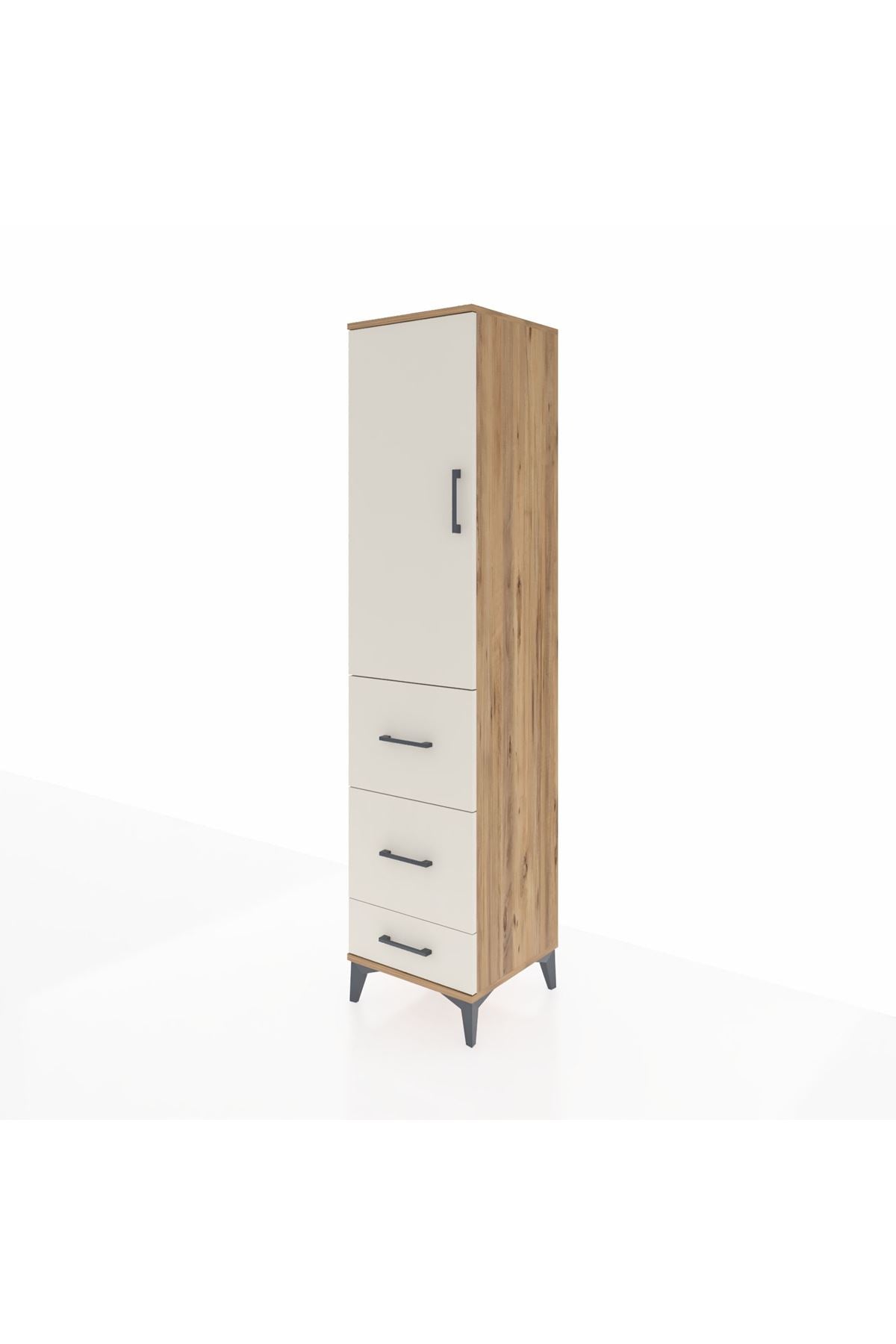 Hyperion Dolap Tek Raflı 3 Çekmeceli Tek Askılı 44x44x195 - S58M059V7B
