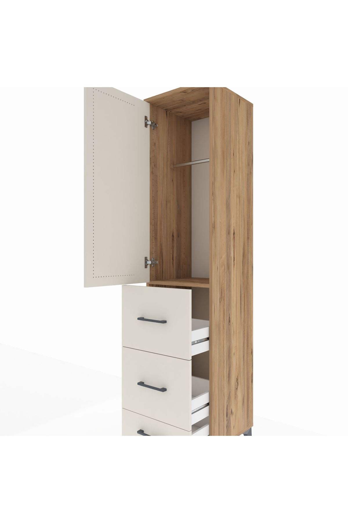 Hyperion Dolap Tek Raflı 3 Çekmeceli Tek Askılı 44x44x195 - S58M059V7B