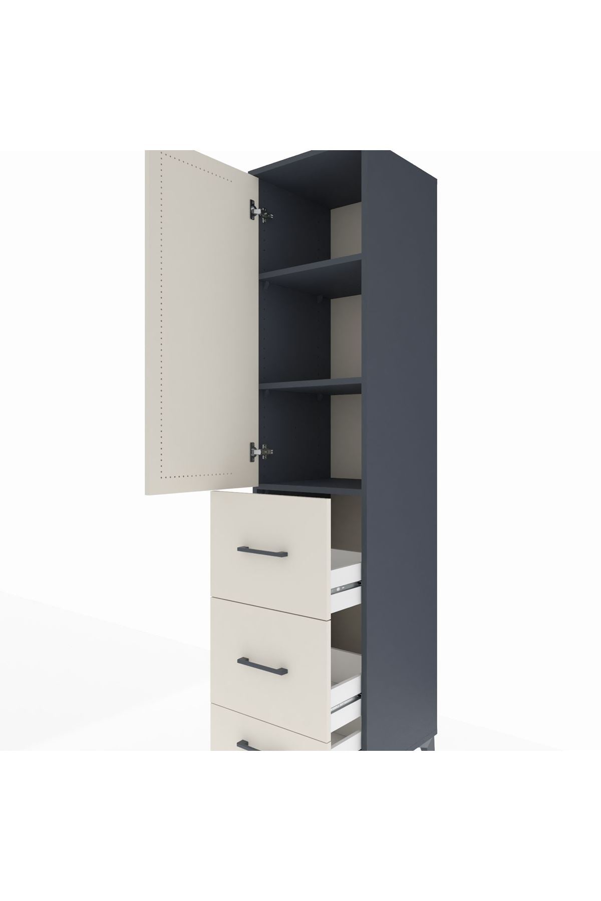 Hyperion Dolap 3 Raflı 3 Çekmeceli Tek Kapaklı 44x44x195 - S58M060V4B