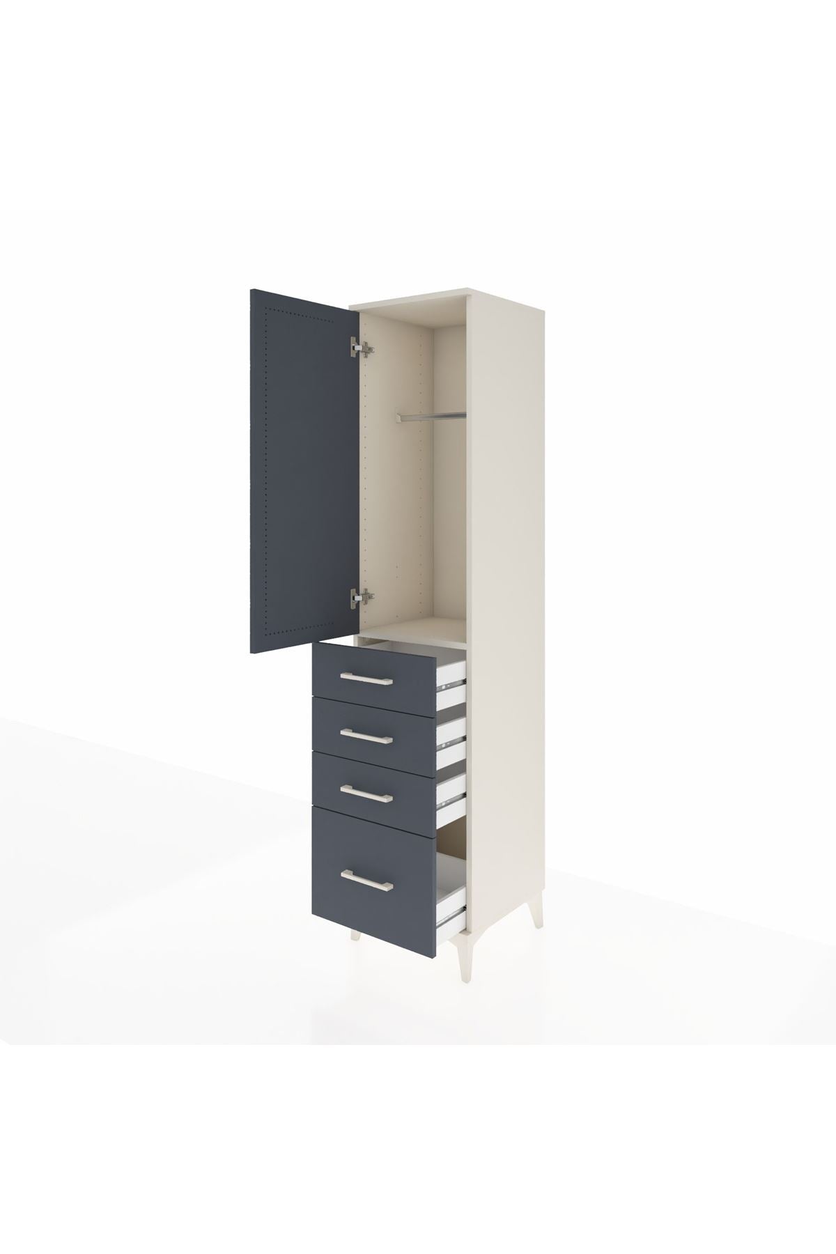 Hyperion Dolap Tek Raflı 4 Çekmeceli Tek Askılı 44x44x195 - S58M062V2B