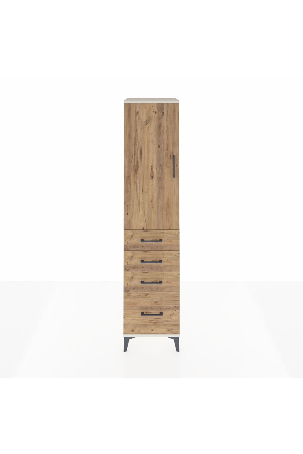 Hyperion Dolap Tek Raflı 4 Çekmeceli Tek Askılı 44x44x195 - S58M062V3B