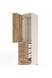 Hyperion Dolap Tek Raflı 4 Çekmeceli Tek Askılı 44x44x195 - S58M062V3B