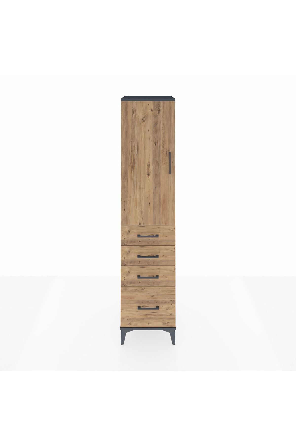 Hyperion Dolap Tek Raflı 4 Çekmeceli Tek Askılı 44x44x195 - S58M062V6B
