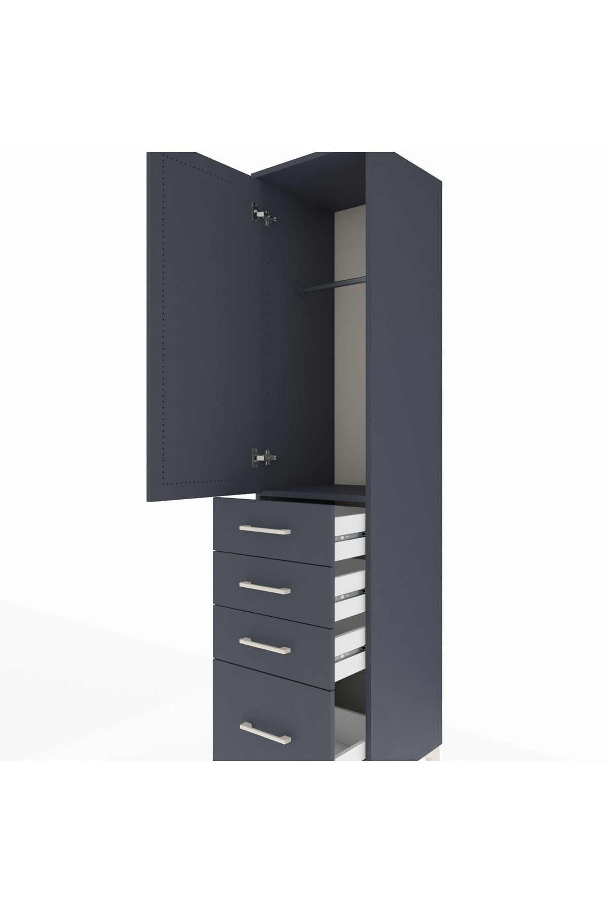 Hyperion Dolap Tek Raflı 4 Çekmeceli Tek Askılı 44x44x195 - S58M062V5B