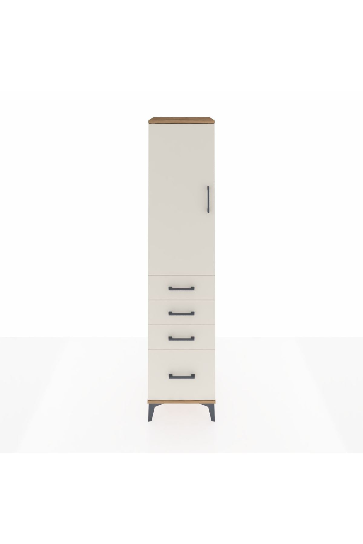 Hyperion Dolap Tek Raflı 4 Çekmeceli Tek Askılı 44x44x195 - S58M062V7B