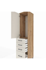 Hyperion Dolap Tek Raflı 4 Çekmeceli Tek Askılı 44x44x195 - S58M062V7B