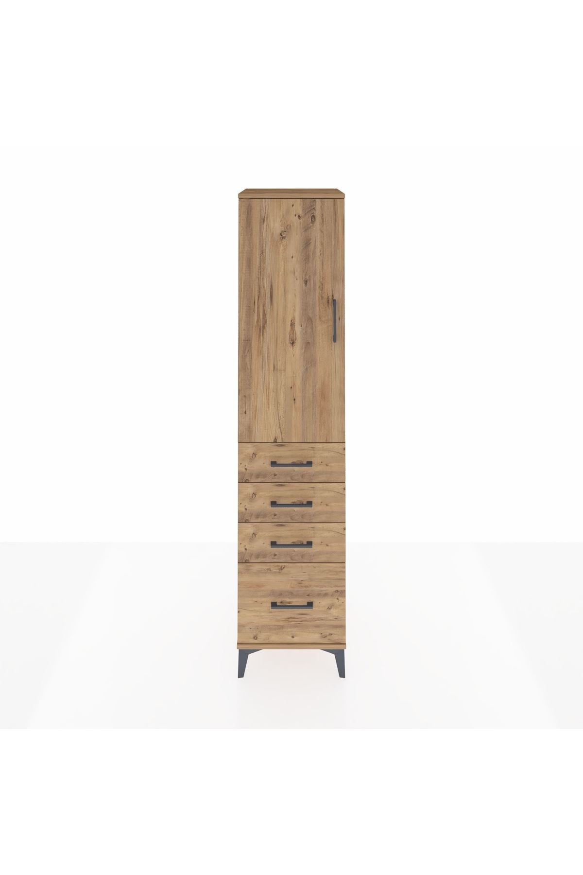 Hyperion Dolap Tek Raflı 4 Çekmeceli Tek Askılı 44x44x195 - S58M062V9B