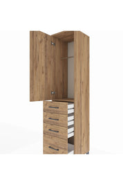 Hyperion Dolap Tek Raflı 4 Çekmeceli Tek Askılı 44x44x195 - S58M062V9B