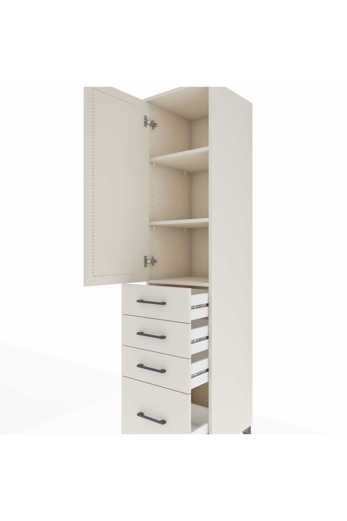 Hyperion Dolap 3 Raflı 4 Çekmeceli Tek Kapaklı 44x44x195 - S58M063V1B