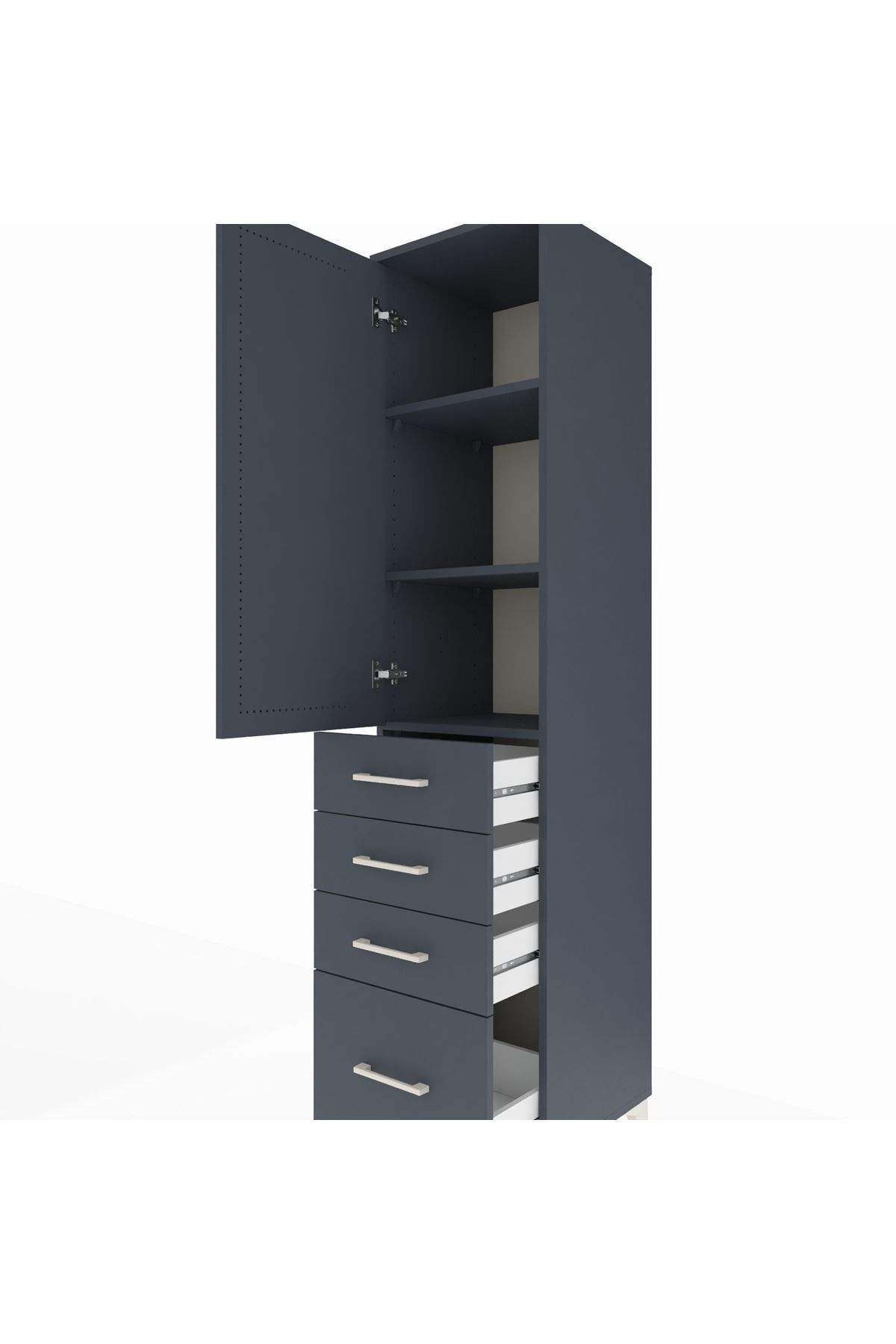 Hyperion Dolap 3 Raflı 4 Çekmeceli Tek Kapaklı 44x44x195 - S58M063V5B