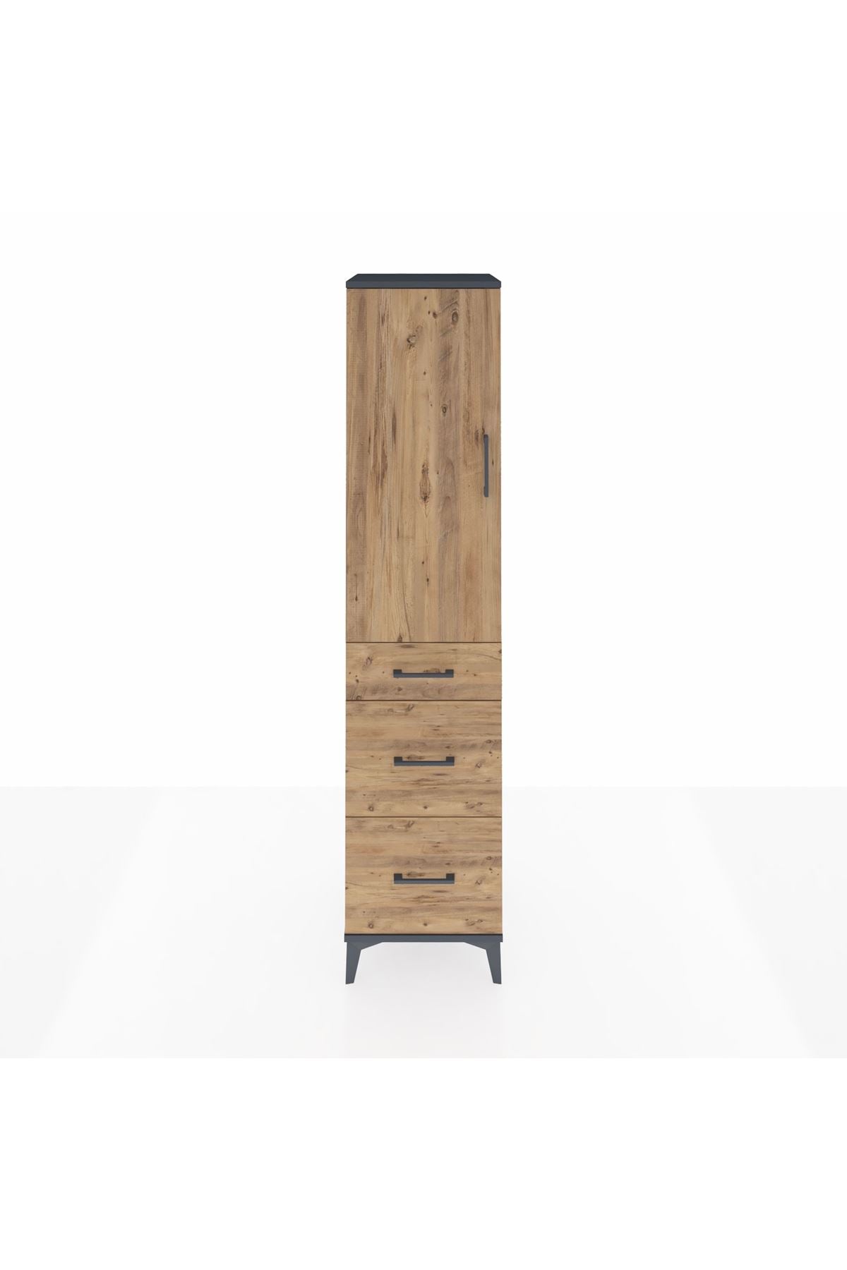 Hyperion Dolap Tek Raflı 3 Çekmeceli Tek Askılı 44x44x195 - S58M065V6B