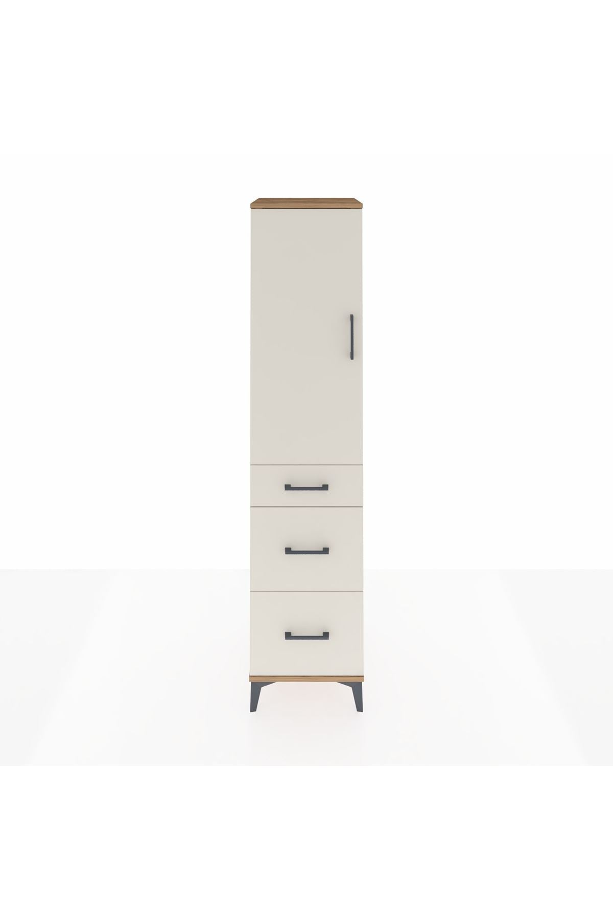 Hyperion Dolap Tek Raflı 3 Çekmeceli Tek Askılı 44x44x195 - S58M065V7B