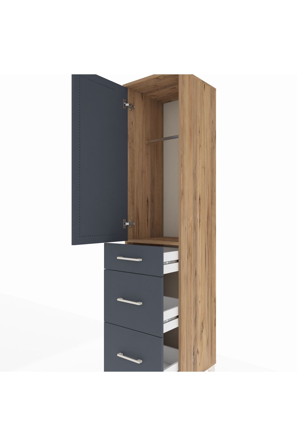 Hyperion Dolap Tek Raflı 3 Çekmeceli Tek Askılı 44x44x195 - S58M065V8B