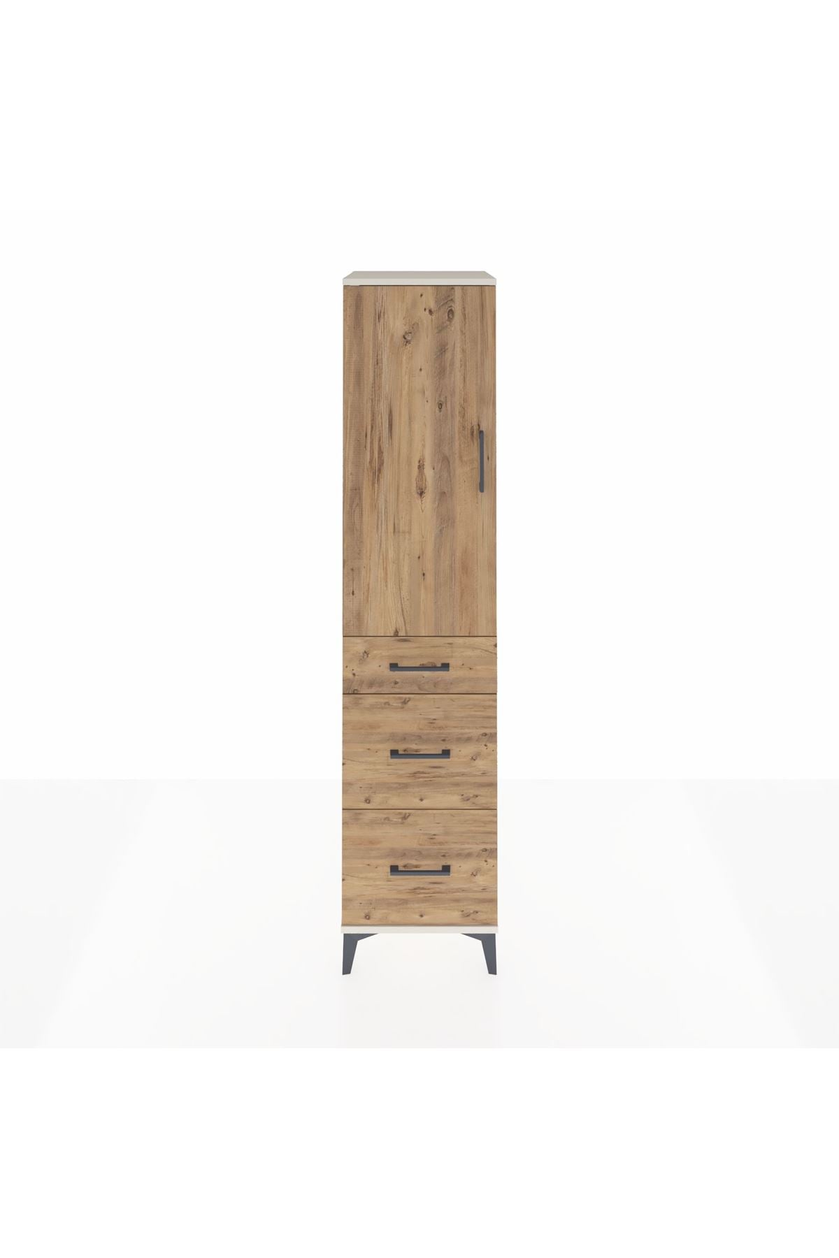 Hyperion Dolap Tek Raflı 3 Çekmeceli Tek Askılı 44x44x195 - S58M068V3B