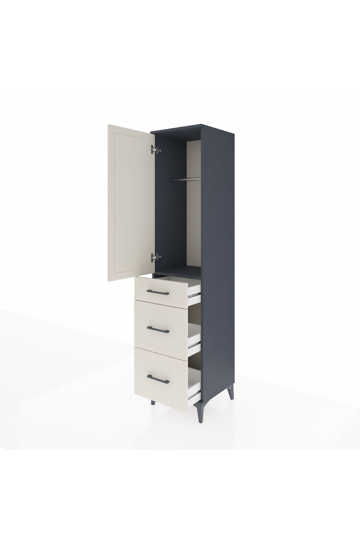 Hyperion Dolap Tek Raflı 3 Çekmeceli Tek Askılı 44x44x195 - S58M068V4B