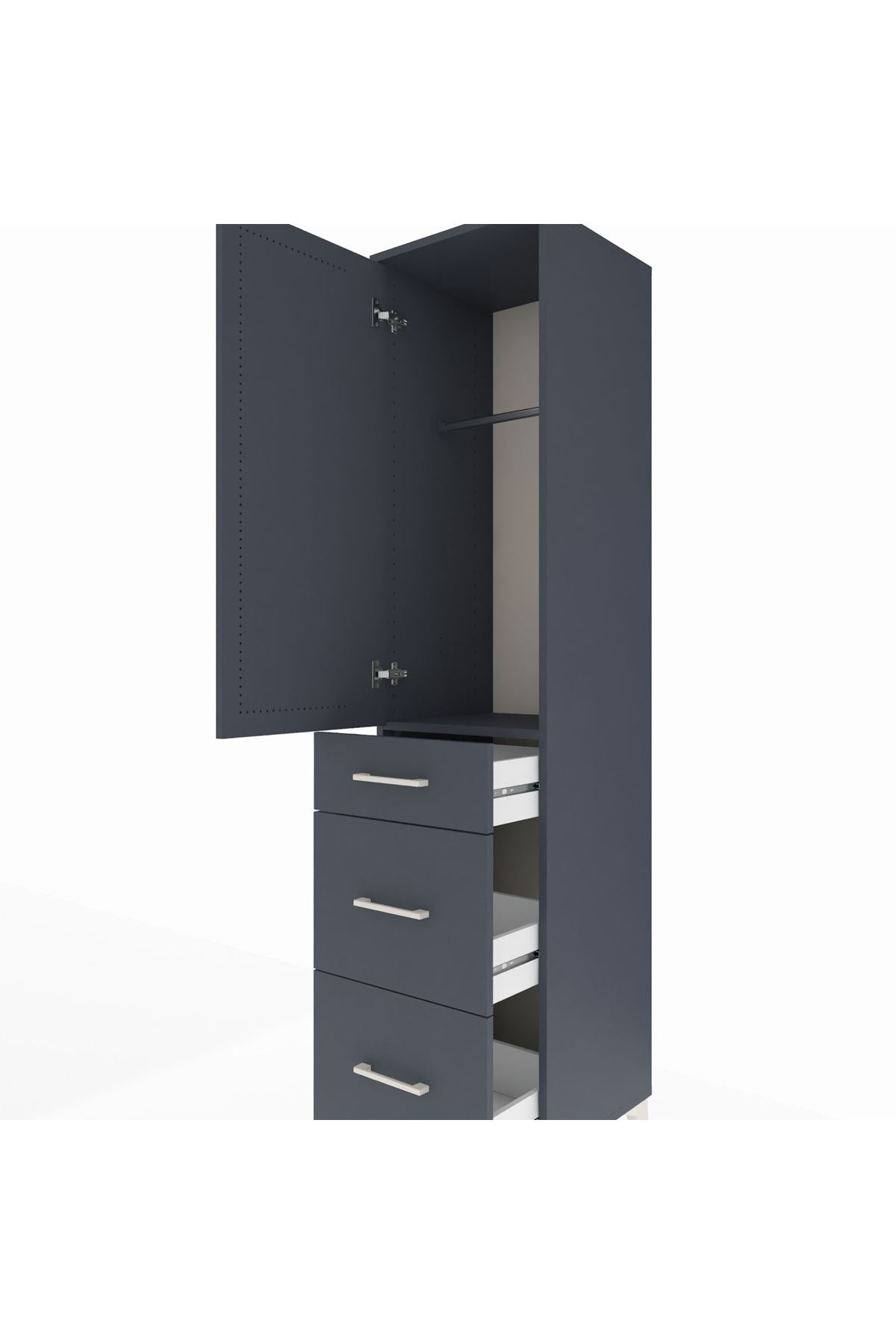 Hyperion Dolap Tek Raflı 3 Çekmeceli Tek Askılı 44x44x195 - S58M068V5B