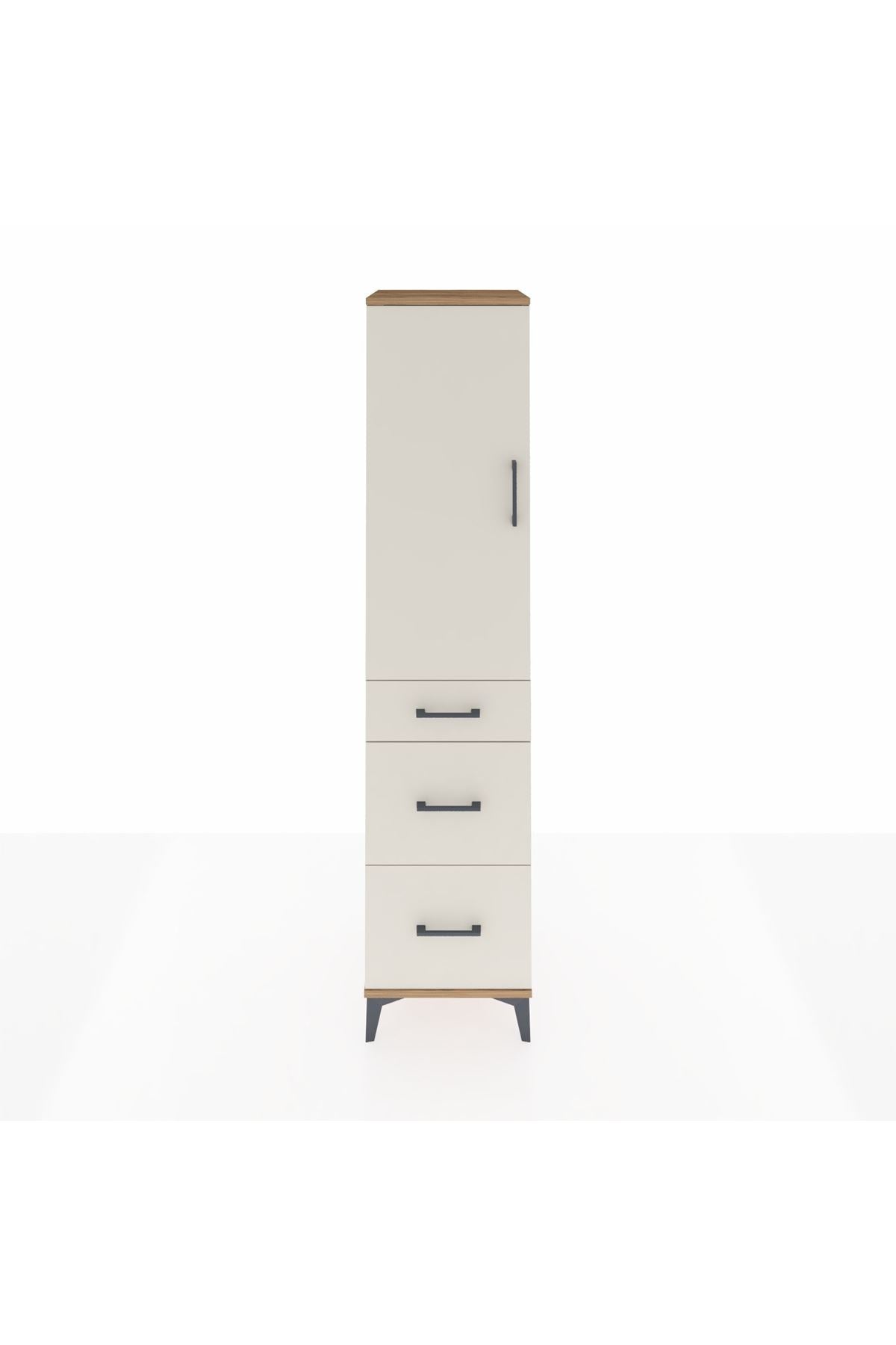 Hyperion Dolap Tek Raflı 3 Çekmeceli Tek Askılı 44x44x195 - S58M068V7B