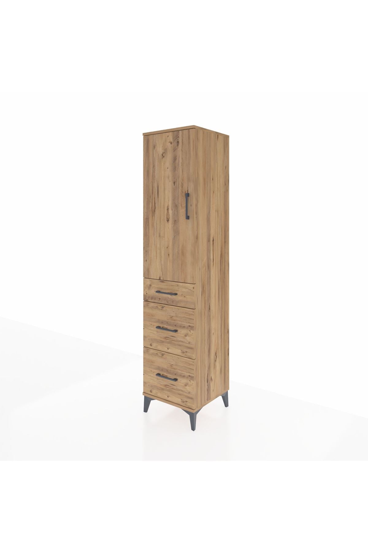 Hyperion Dolap Tek Raflı 3 Çekmeceli Tek Askılı 44x44x195 - S58M068V9B