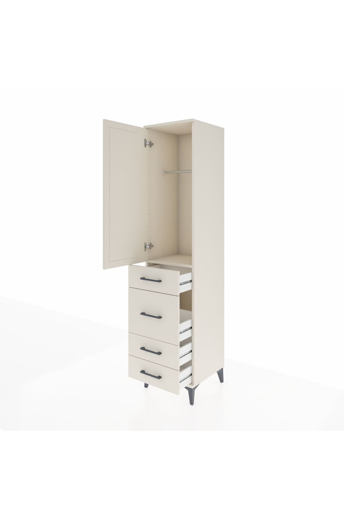 Hyperion Dolap Tek Raflı 4 Çekmeceli Tek Askılı 44x44x195 - S58M071V1B