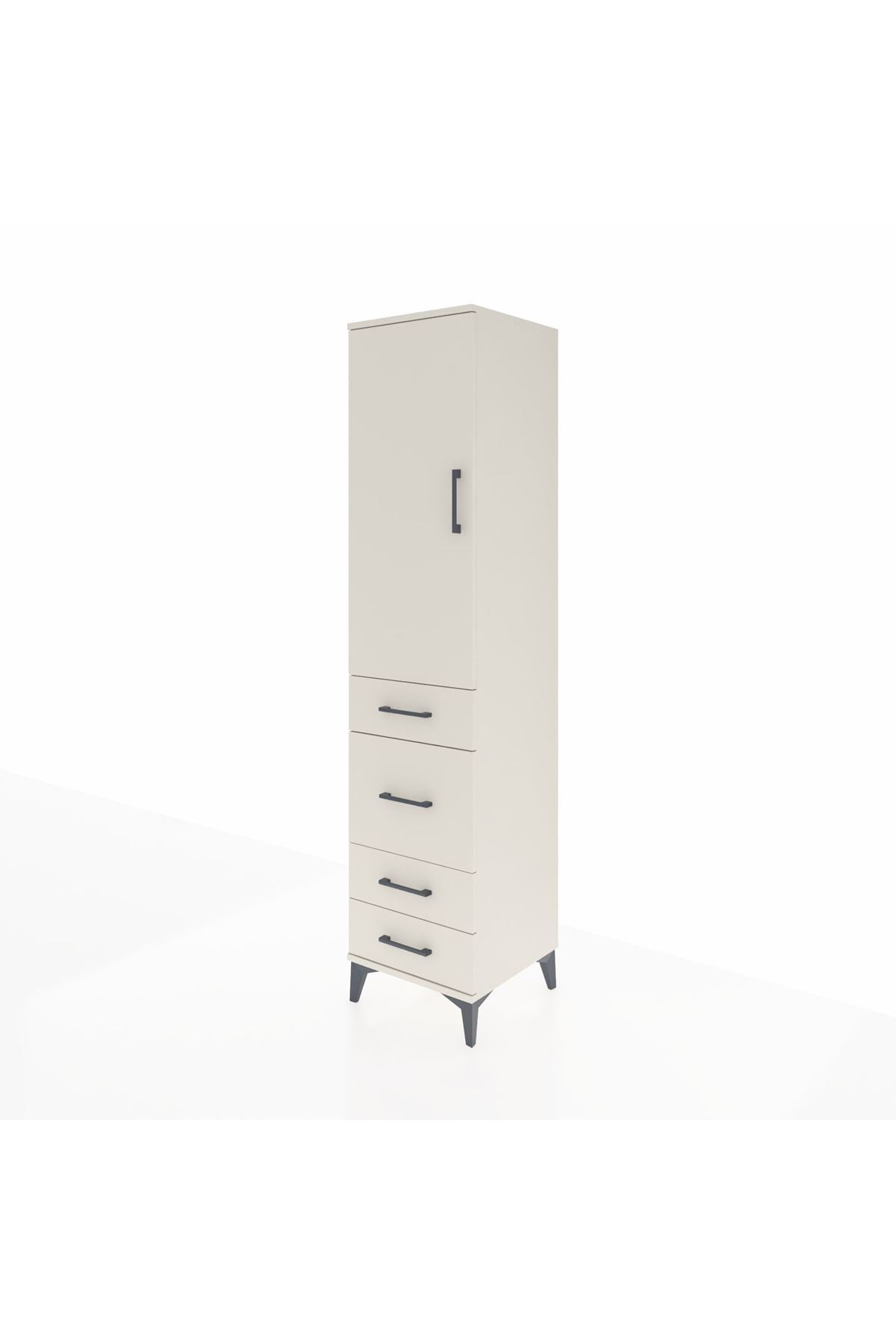 Hyperion Dolap Tek Raflı 4 Çekmeceli Tek Askılı 44x44x195 - S58M071V1B