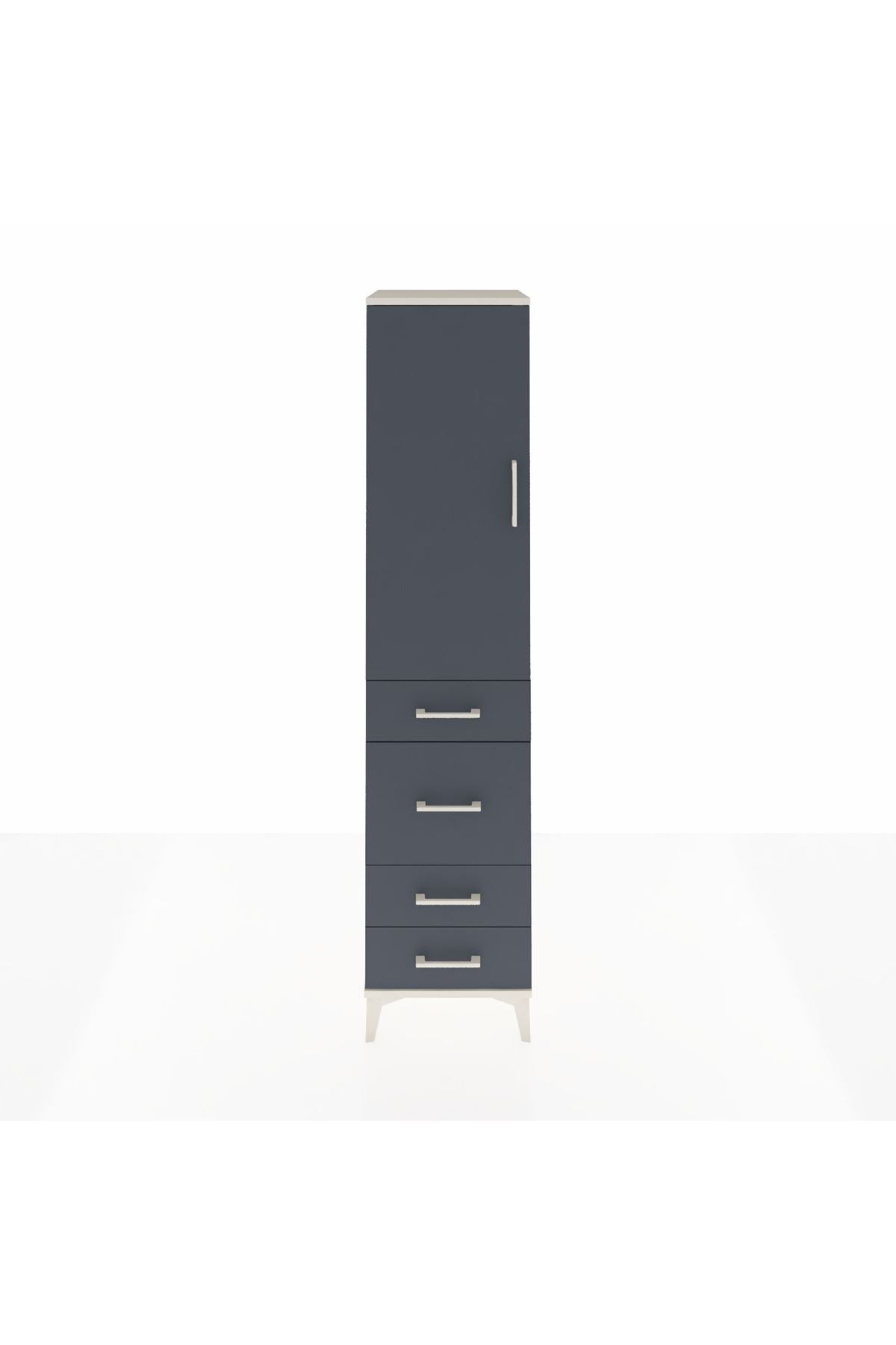 Hyperion Dolap Tek Raflı 4 Çekmeceli Tek Askılı 44x44x195 - S58M071V2B