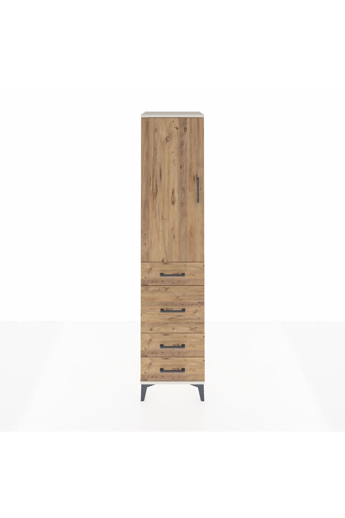 Hyperion Dolap Tek Raflı 4 Çekmeceli Tek Askılı 44x44x195 - S58M071V3B