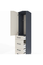 Hyperion Dolap Tek Raflı 4 Çekmeceli Tek Askılı 44x44x195 - S58M071V4B