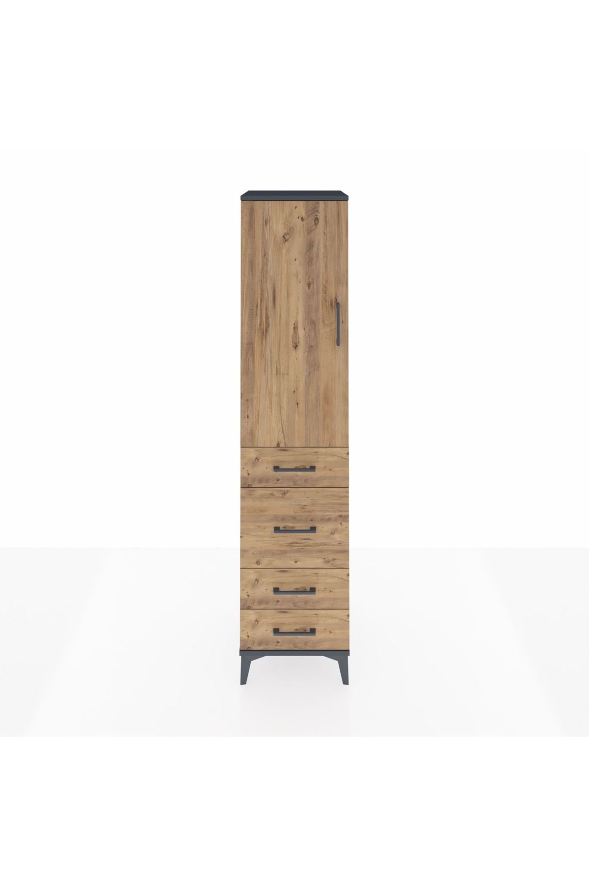 Hyperion Dolap Tek Raflı 4 Çekmeceli Tek Askılı 44x44x195 - S58M071V6B
