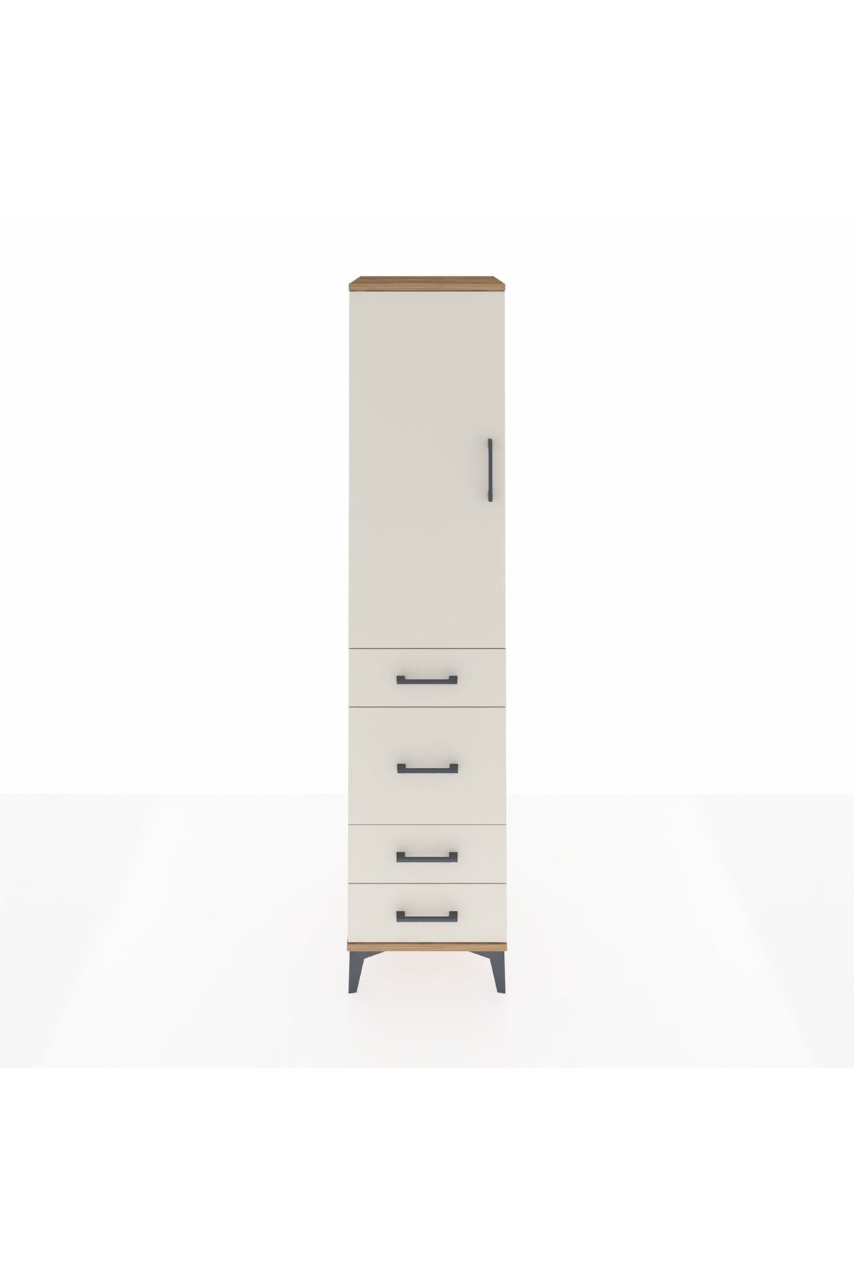 Hyperion Dolap Tek Raflı 4 Çekmeceli Tek Askılı 44x44x195 - S58M071V7B