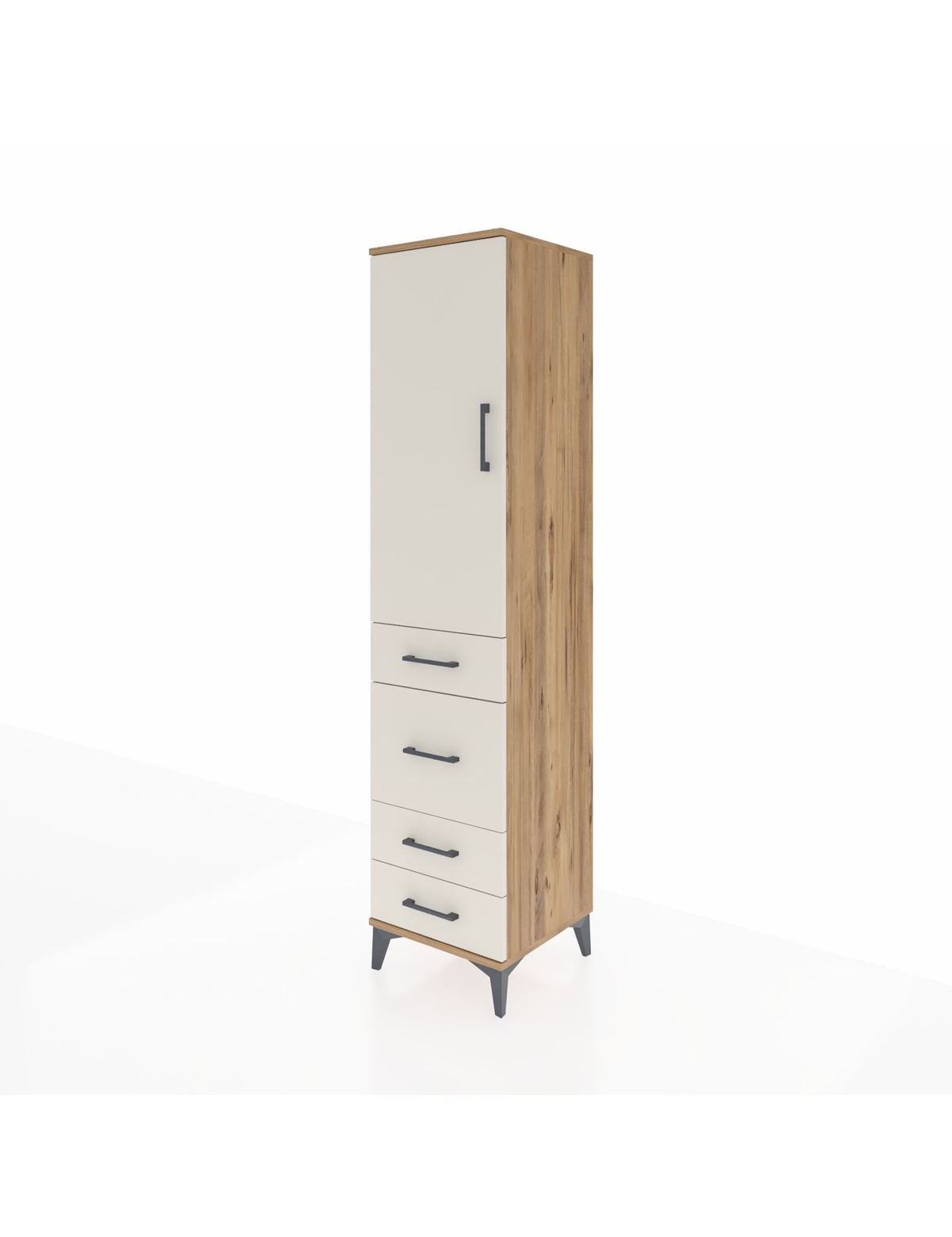 Hyperion Dolap Tek Raflı 4 Çekmeceli Tek Askılı 44x44x195 - S58M071V7B