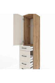 Hyperion Dolap Tek Raflı 4 Çekmeceli Tek Askılı 44x44x195 - S58M071V7B