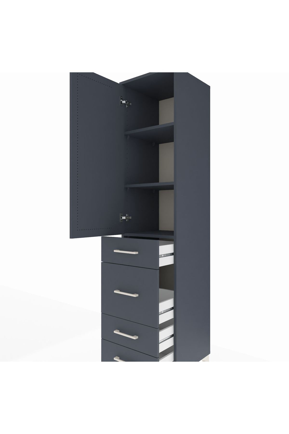 Hyperion Dolap 3 Raflı 4 Çekmeceli Tek Kapaklı 44x44x195 - S58M072V5B