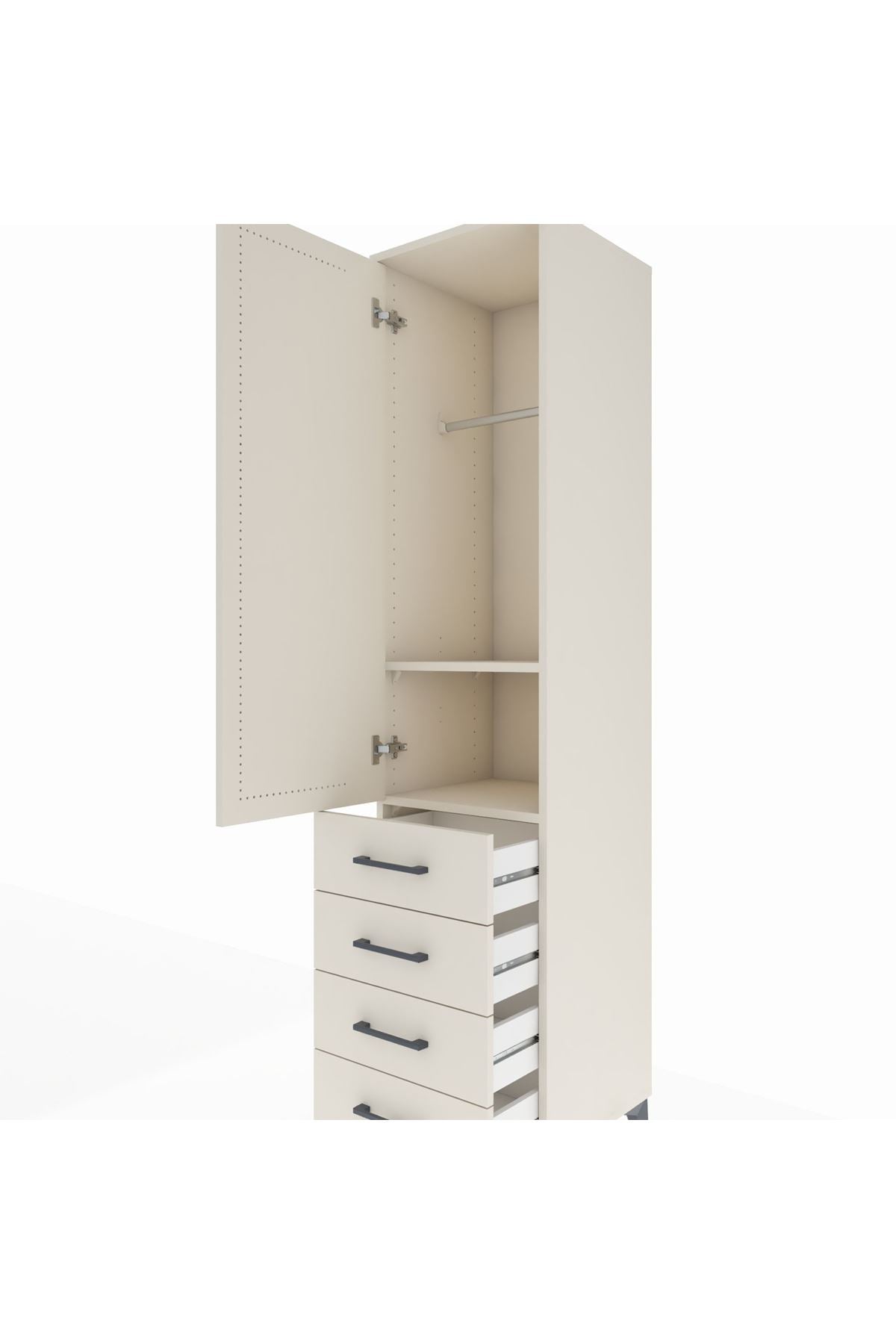 Hyperion Dolap 2 Raflı 4 Çekmeceli Tek Askılı 44x44x195 - S58M074V1B