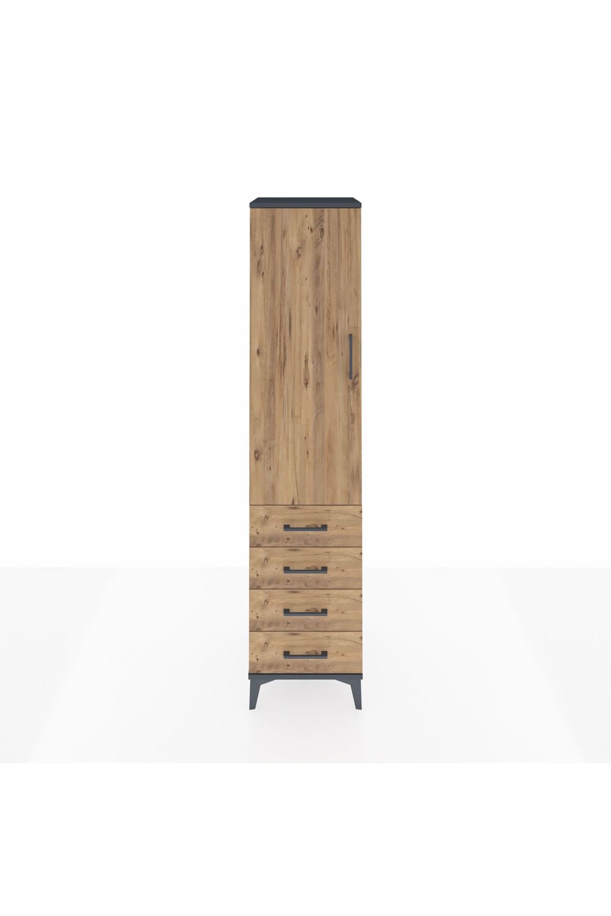Hyperion Dolap 2 Raflı 4 Çekmeceli Tek Askılı 44x44x195 - S58M074V6B
