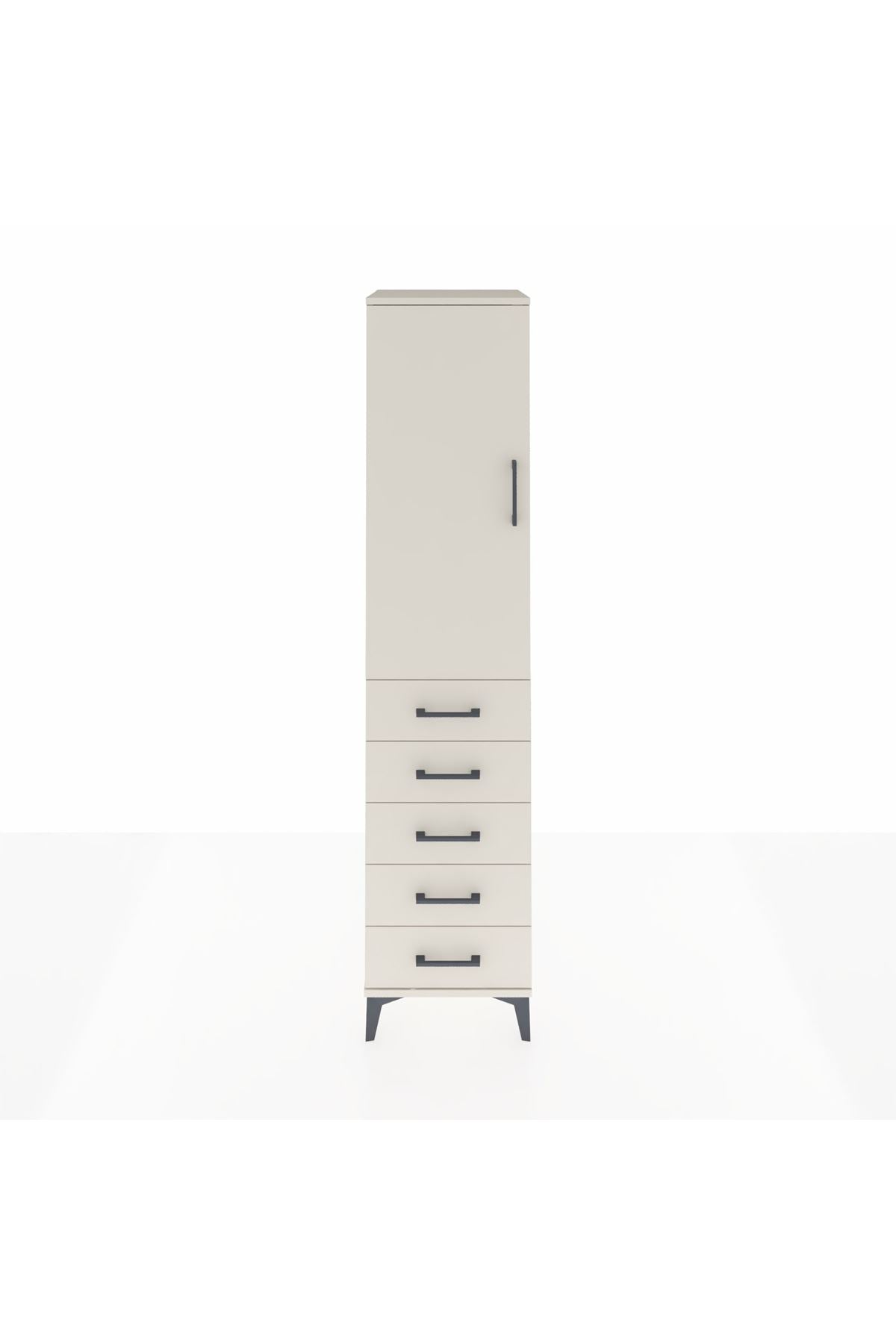 Hyperion Dolap Tek Raflı 5 Çekmeceli Tek Askılı 44x44x195 - S58M077V1B