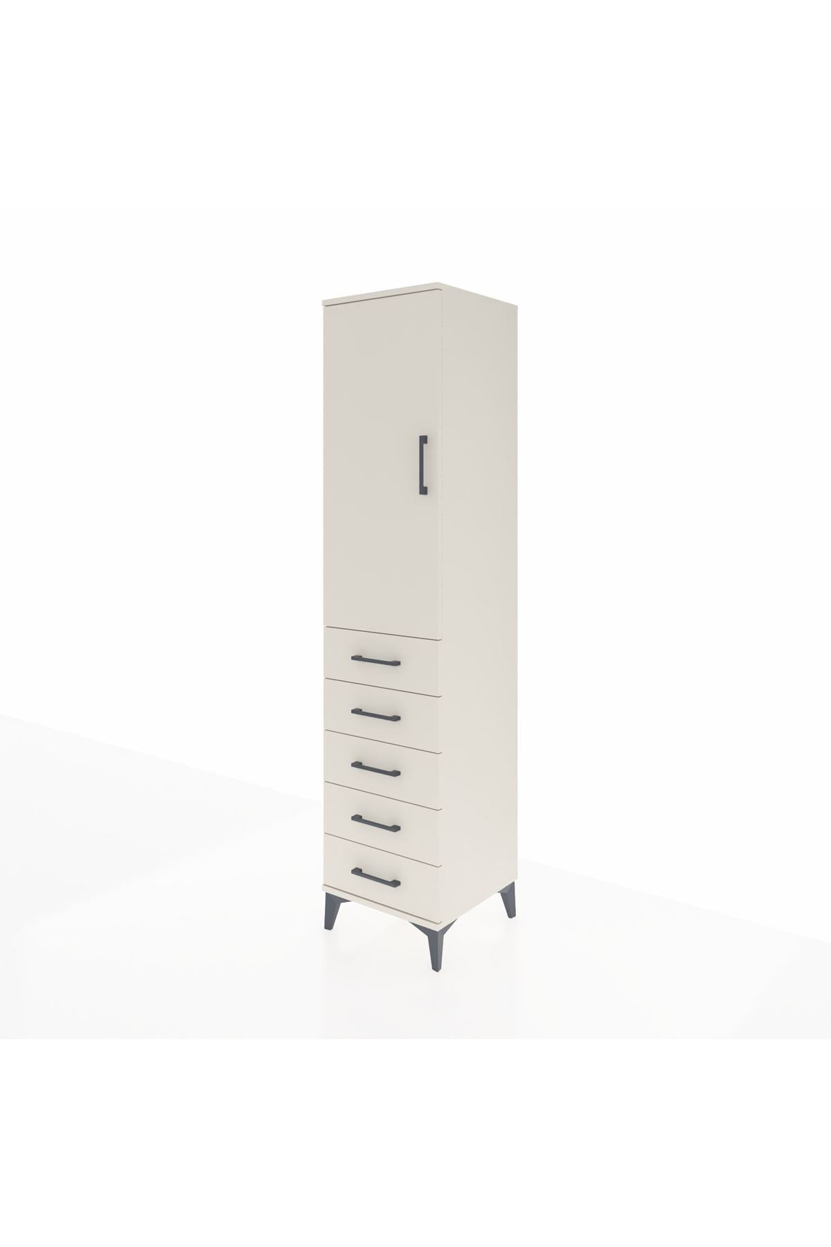 Hyperion Dolap Tek Raflı 5 Çekmeceli Tek Askılı 44x44x195 - S58M077V1B