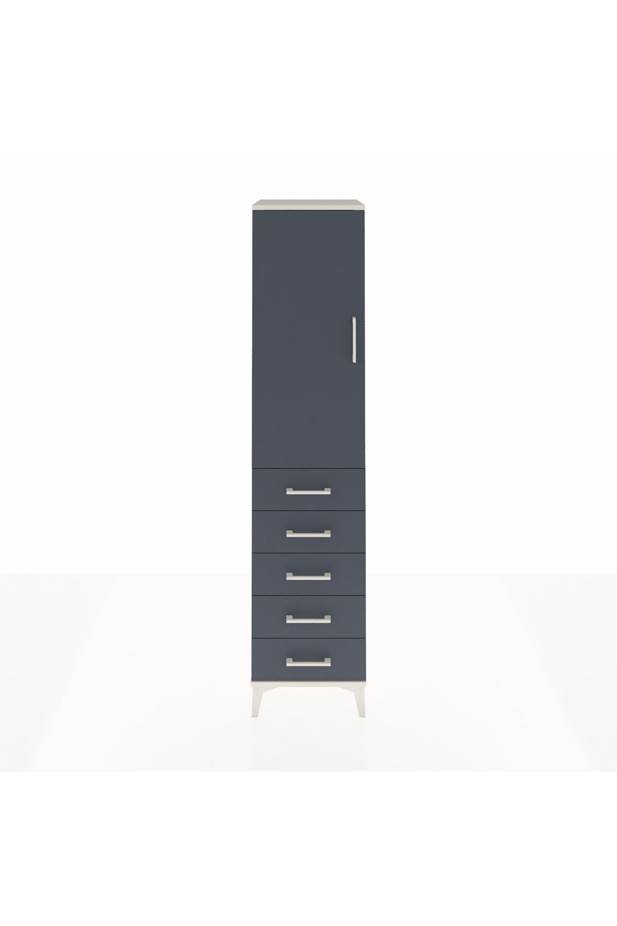 Hyperion Dolap Tek Raflı 5 Çekmeceli Tek Askılı 44x44x195 - S58M077V2B